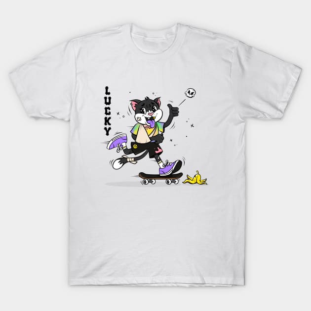 LUCKY KITTY 13 T-Shirt by bratcave.studio